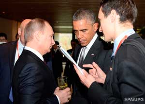 Ноябрь 2014 года. Владимир Путин и Барак Обама на саммите Азиатско-Тихоокеанского экономического сотрудничества (АТЭС) в Китае. Фото: ЕРА
