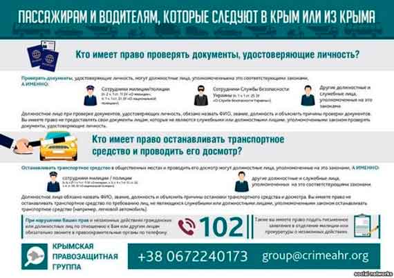 памятка-инструкция для граждан, пересекающих административную границу с Крымом в связи с акцией по блокаде полуострова