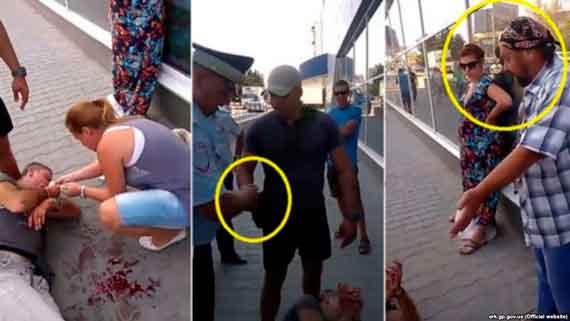 В сети YouTube 9 сентября появилось видео, снятое на месте происшествия женой потерпевшего. По ее словам, Игоря Мовенко избил мужчина из-за символики украинского батальона «Азов», наклеенной на велосипед крымчанина.