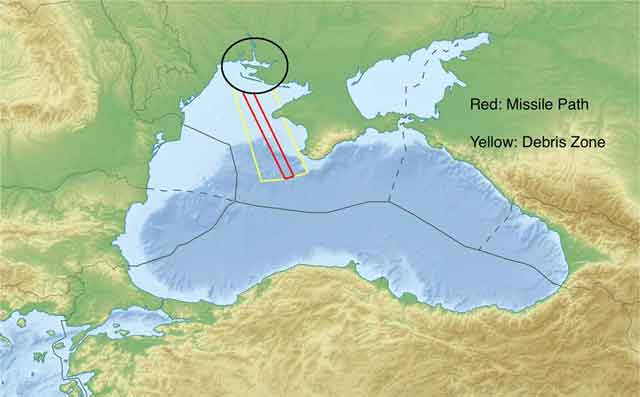 карта ракетных стрельб в акватории Черного моря