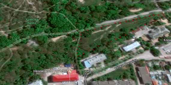 Скриншот Google maps. Красными точками отмечен район участка под строительство высоток
