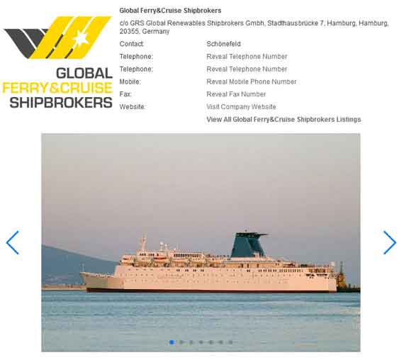 На специализированном сайте по продаже судов появилось объявление о продаже судна, которое проиллюстрировано фотографиями «Князь Владимира». Также совпадают его технические характеристики. Продает судно международный брокер Global Ferry&Cruise Shipbrokers
