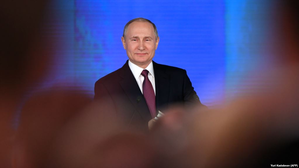 Владимир Путин выступает с посланием к Федеральному собранию, 1 марта 2018 года