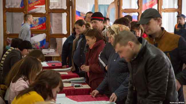  Избирательный участок в Симферопольском районе Крыма, 18 марта 2018 года
