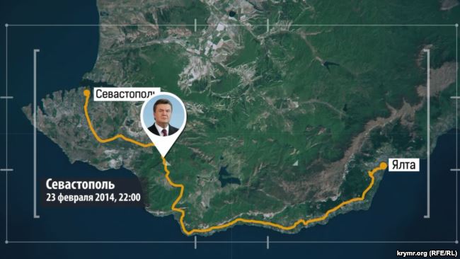 Путь Януковича из Ялты в Севастополь