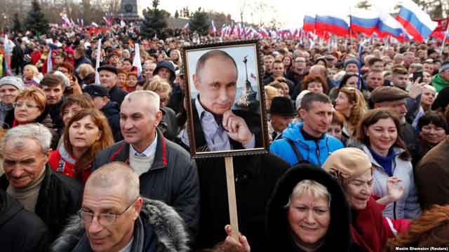 Во время визита в Севастополь президента России Владимира Путина, 14 марта 2018 года