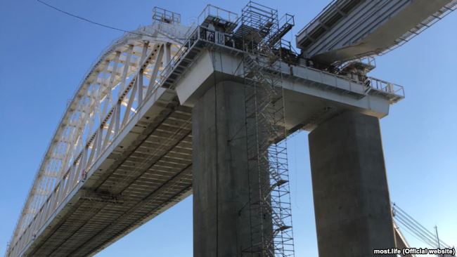 строительство железнодорожной части Керченского моста
