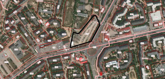 Черными линиями выделен участок возле пересечения проспекта Героев Сталинграда и улицы Бориса Михайлова, на котором может быть построен 10-этажный многоквартирный дом