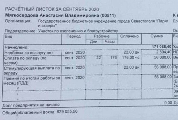 За сентябрь 2020 года женщина получила 171 тысячу рублей.