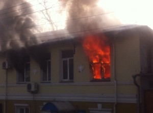 Пожар на втором этаже здания городского управления внутренних дел Ялті