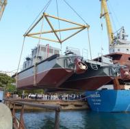 В Севастополе сегодня спущен на воду СМК-2171 - один из двух  спасательных модульных катеров предназначенных для Черноморского флота (ЧФ)
