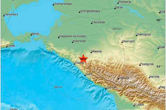 В Апшеронском районе Краснодарского края утром 30 октября произошел подземный толчок магнитудой 4,6.