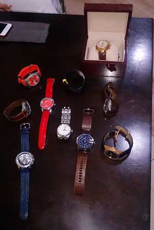  коллекцию наручных часов, изъятых в ходе обыска по его месту жительства