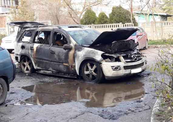 В соцсетях сообщили о том, что в три часа ночи в Евпатории "взорвался и сгорел" автомобиль "Мерседес