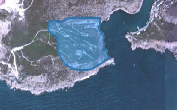 Синим выделен участок для «яхтенной деревни» в Балаклаве