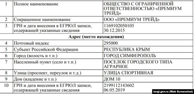 По информации Федеральной налоговой службы России, фирма «Премиум Трейд» зарегистрирована в этом же поселке в 2015 году