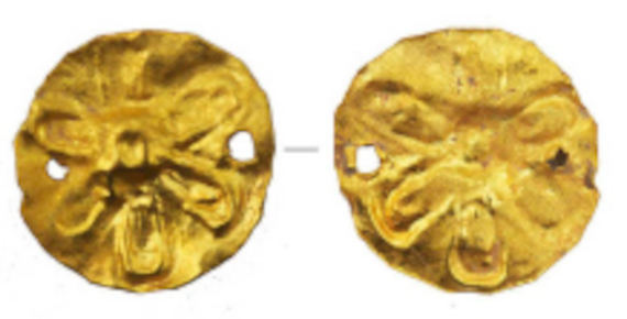 Слева – перстень. X в. Византийская империя, справа – золотые нашивные бляшки, I–II вв