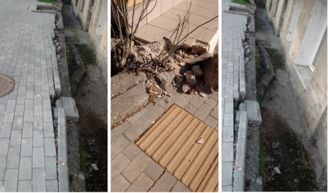 выломали кувалдой часть металлического ограждения у дома № 27 на улице Гоголя в Севастополе