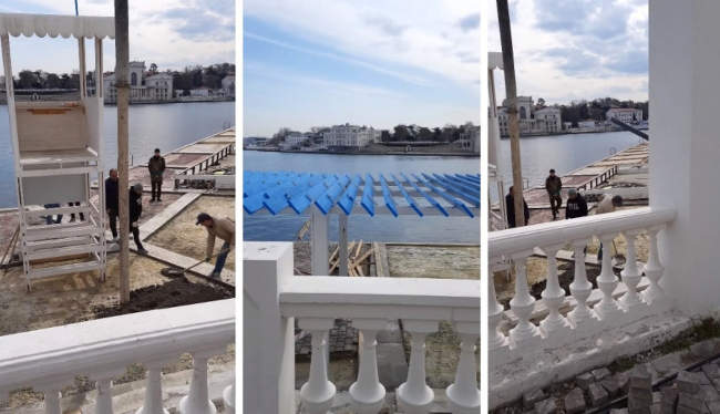 В Севастополе на пляже «Хрустальный» опять укладывают плитку