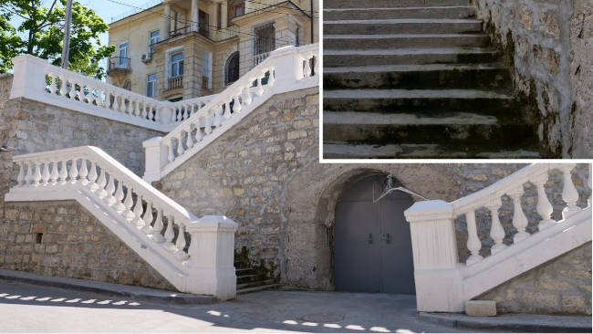 В центре Севастополя течет недоремонтированная лестница на улице Марата
