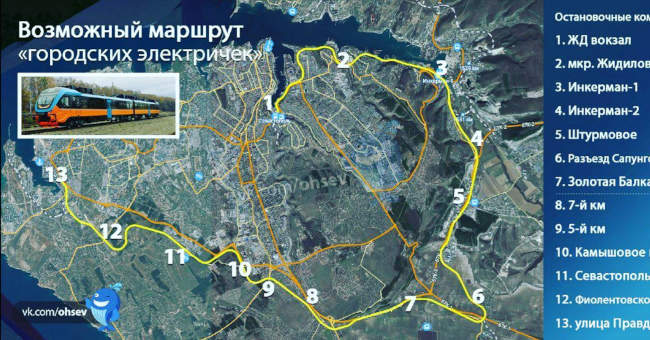 схема городской электрички в Севастополе