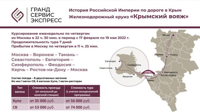 Российская транспортная компания «Гранд Сервис Экспресс» анонсировала запуск экскурсионного маршрута «Крымский вояж»