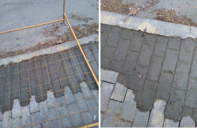 При ремонте улицы в Севастополе тротуарную плитку нарисовали на бетоне