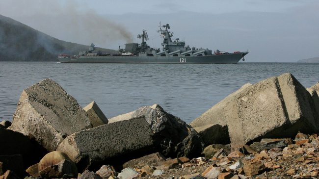 на затопленном ракетном крейсере «Москва» Черноморского флота России
